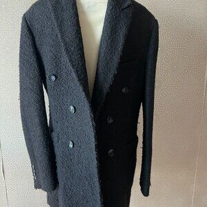 Spada Roma Mens Navy Blue Notch Collar Long Sleeve Classy Wool Overcoat Size 52